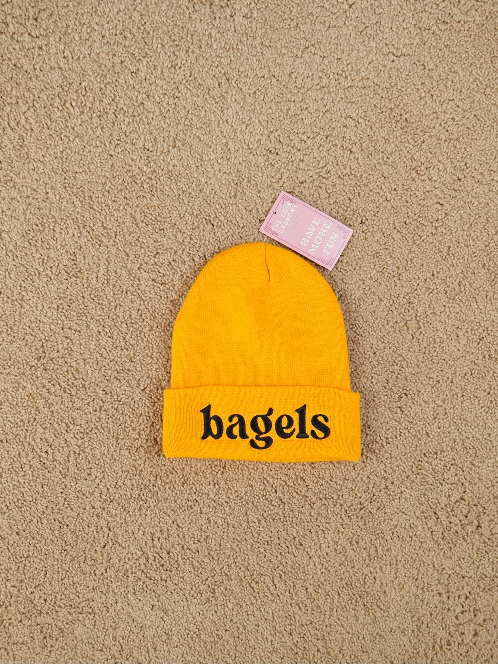 The Coin Laundry Yellow Knit “bagels” Beanie